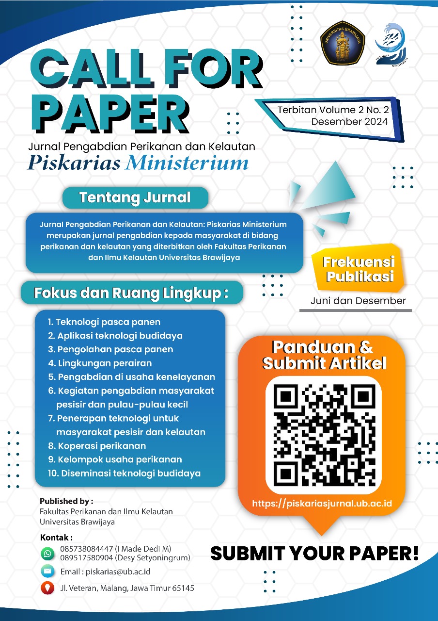 Call for Paper Jurnal Pengabdian Perikanan dan Kelautan: Piskarias Ministerium Vol. 2 No. 2, Desember 2024